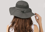 Outdoor Hiking Fishing Men's Women's Mesh Wide Brim Jungle Sun Hat Cap with wind rope
