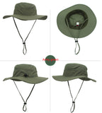 Outdoor Hiking Fishing Men's Women's Mesh Wide Brim Jungle Sun Hat Cap with wind rope