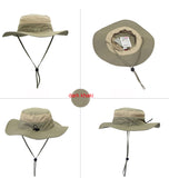 Outdoor Hiking Fishing Men's Women's Mesh Wide Brim Jungle Sun Hat Cap with wind rope