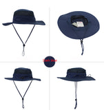 Outdoor Hiking Fishing Men's Women's Mesh Wide Brim Jungle Sun Hat Cap with wind rope