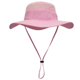 Outdoor Hiking Fishing Men's Women's Mesh Wide Brim Jungle Sun Hat Cap with wind rope