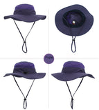 Outdoor Hiking Fishing Men's Women's Mesh Wide Brim Jungle Sun Hat Cap with wind rope