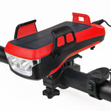 4In1 Bike Bicycle Phone Holder LED Headlight USB Power Bank with Horn Waterproof