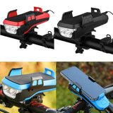 4In1 Bike Bicycle Phone Holder LED Headlight USB Power Bank with Horn Waterproof