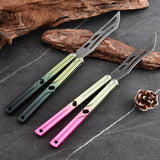 Tactical Trainer Practice Metal Steel Aluminum alloy Handle Bearings Blunt Butterfly Knife