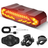 Smart Bike Tail Light –Automatic Brake Light,Laser Light,Turn Signal Light,Wireless Control,USB Rechargeable and Easy to Install