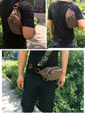 Men's Casual Canvas Shoulder Hiking Outdoor Sport Waist Fanny Bag Phone Pocket