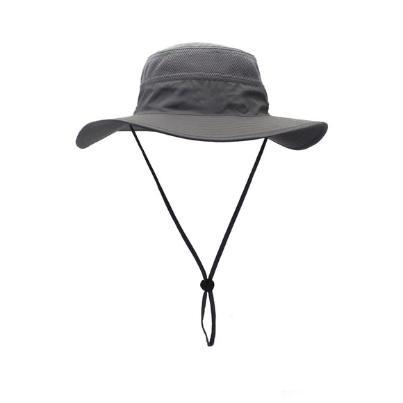 Outdoor Hiking Fishing Men's Women's Mesh Wide Brim Jungle Sun Hat Cap with wind rope