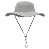 Outdoor Hiking Fishing Men's Women's Mesh Wide Brim Jungle Sun Hat Cap with wind rope