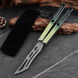 Tactical Trainer Practice Metal Steel Aluminum alloy Handle Bearings Blunt Butterfly Knife