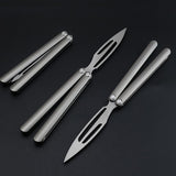 titanium alloy Integrated handle Tactical Combat Trainer Practice Balisong Blunt Butterfly Dull Knife No EdgeFeature