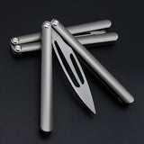 titanium alloy Integrated handle Tactical Combat Trainer Practice Balisong Blunt Butterfly Dull Knife No EdgeFeature