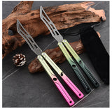 Tactical Trainer Practice Metal Steel Aluminum alloy Handle Bearings Blunt Butterfly Knife