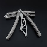 Tactical Combat Trainer Practice Balisong Blunt Butterfly Dull Knife titanium alloy Integrated handle