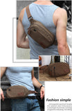 Men's Casual Canvas Shoulder Hiking Outdoor Sport Waist Fanny Bag Phone Pocket