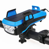 4In1 Bike Bicycle Phone Holder LED Headlight USB Power Bank with Horn Waterproof