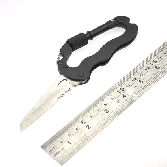 Outdoor Multi-functional D-type Carabiner Knife Saw Screwdriver Bottle Opener Camping Hiking Survival Tool Keychain Keychain