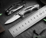 Portable D2 Steel Folding Knife Self-defense Outdoor Knife Field Keychain Pendant Tool