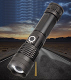 High-brightness LED long-range telescopic zoom night fishing USB rechargeable flashlight