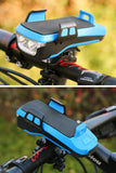 4In1 Bike Bicycle Phone Holder LED Headlight USB Power Bank with Horn Waterproof