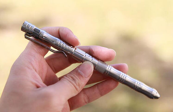 Stainless Steel Tactical Ball Point Pen With Knife Compass Self Defense EDC Tool